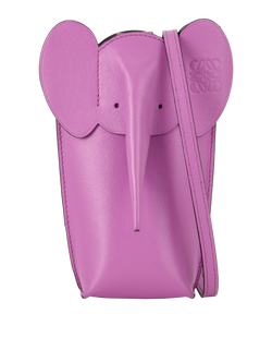 Elephant Pocket Crossbody Bag, Leather, Purple, 652140, 3*
